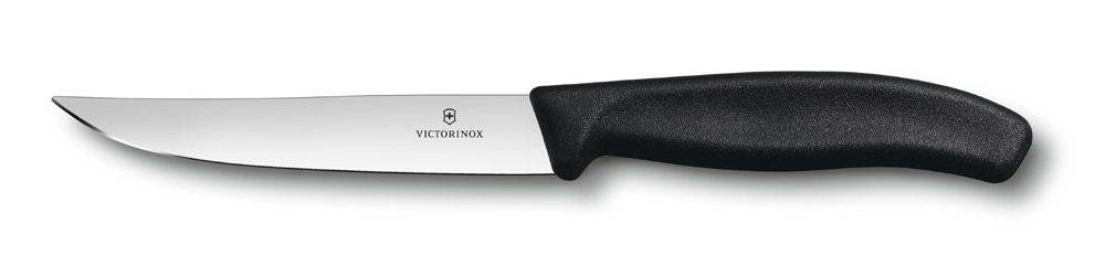 Фото нож для стейка и пиццы VICTORINOX SwissClassic &quot;Gourmet&quot; лезвие из нержавеющей стали 12 см чёрная пластиковая рукоять с гарантией