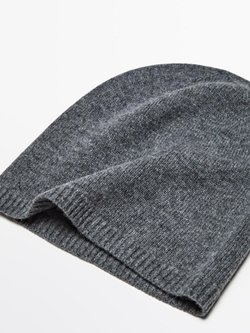Massimo Dutti Шапка бини из тонкого трикотажа, серый
