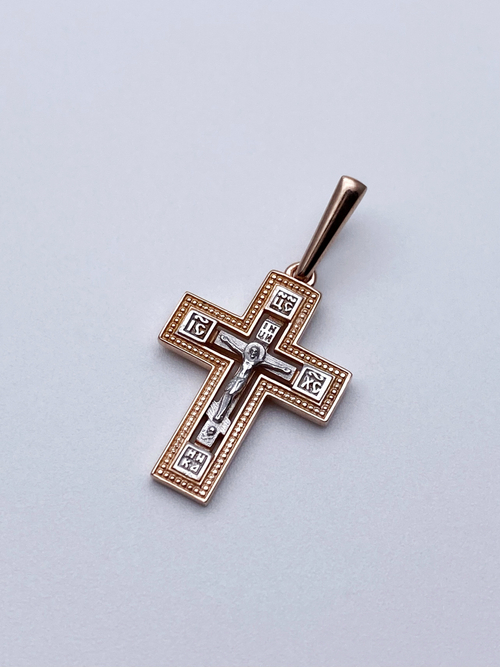 Крест из серебра/Позолота,Родий/С подвижным ухом