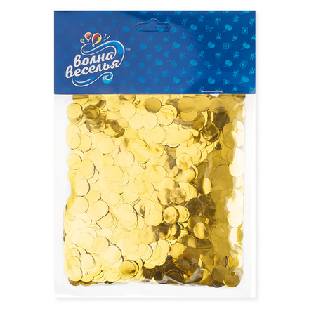 Конфетти фольга круг, Золото, Металлик, 1 см, 50 г.