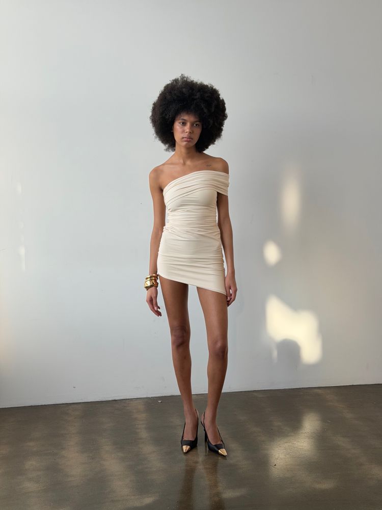 Платье draped asymmetrical cream