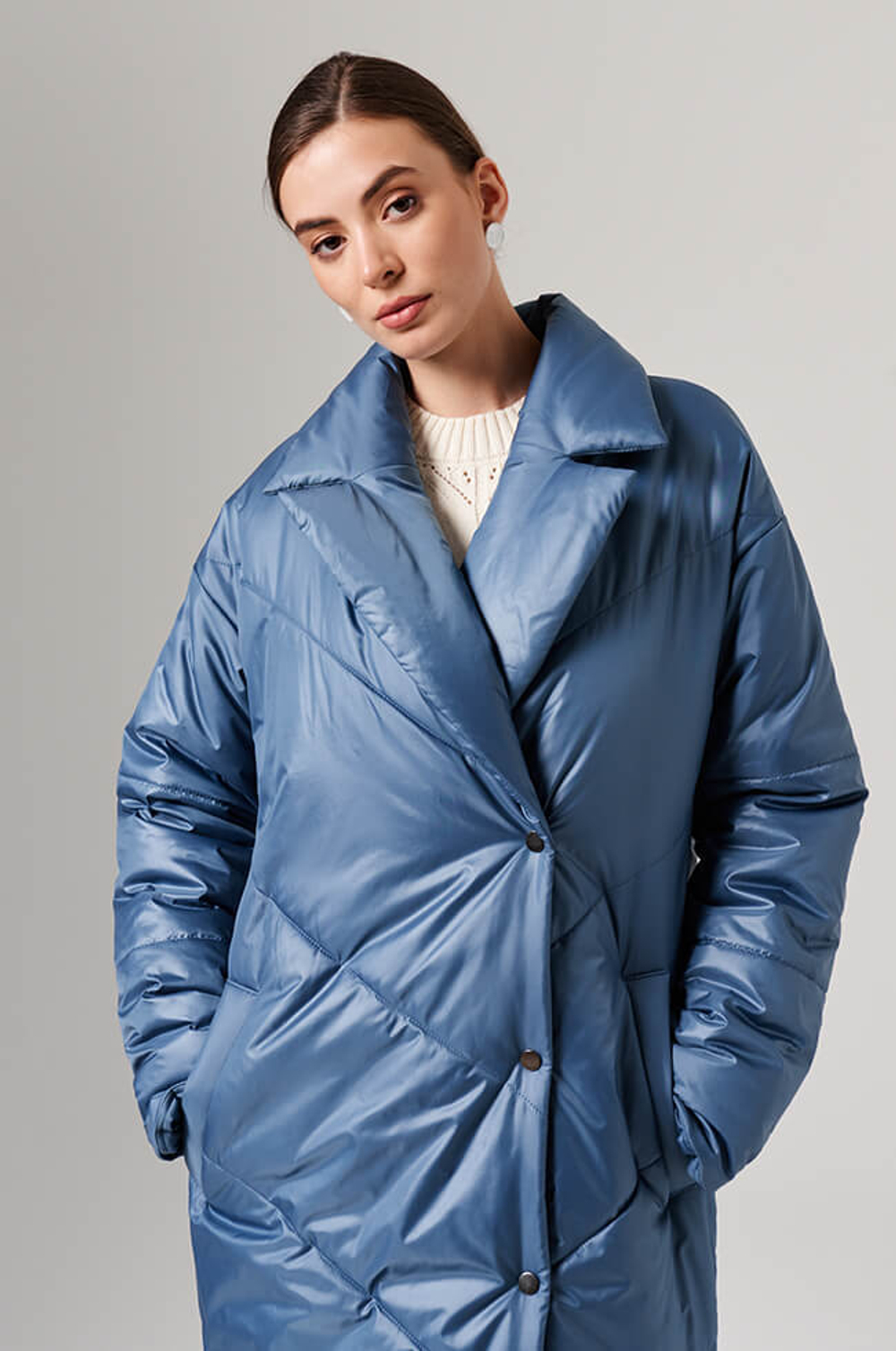 0109 Пальто женское (дымчато-голубой)