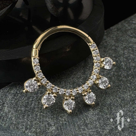 Кликер "Sun" - Желтое золото - White CZ