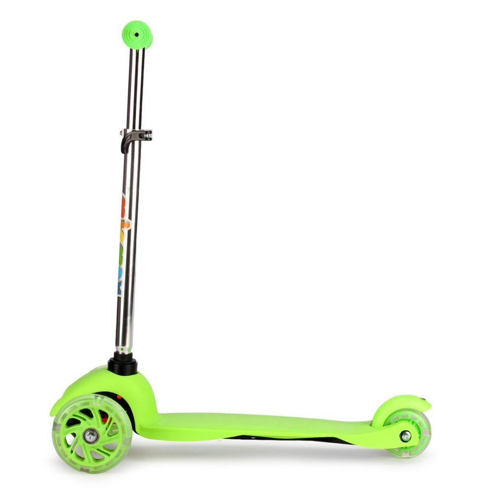 Самокат трехколесный, колеса PVC со светом 110мм, оранжевый, размер 52х10,5см, ручка металл.съемная