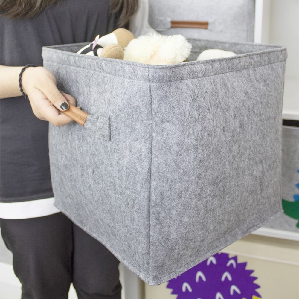 Кофр для стеллажа, комплект 4шт, войлок, 33х33х33 см, цвет серый