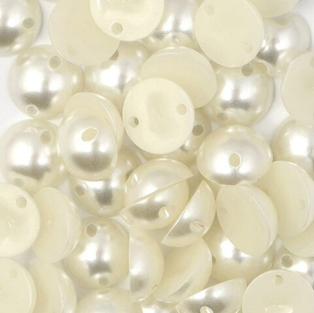Полубусина под жемчуг круглая, 10мм (пришивная), цв. молочный, уп.10 шт.
