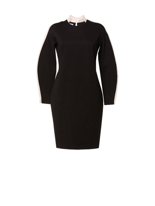 Платье с длинным рукавом и манжетом чёрное 05-03-19FW