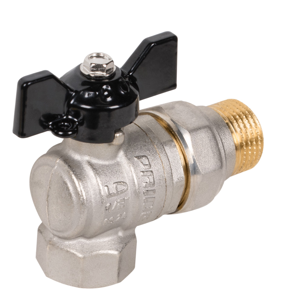 Кран шаровой латунный LD Pride 47.15.В-ГШ.У.Б Ду15 Ру40 угловой, вн-американка, (бабочка)