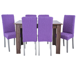 Чехол на стул без оборки со спинкой, цвет Лиловый, Набор 4 шт.