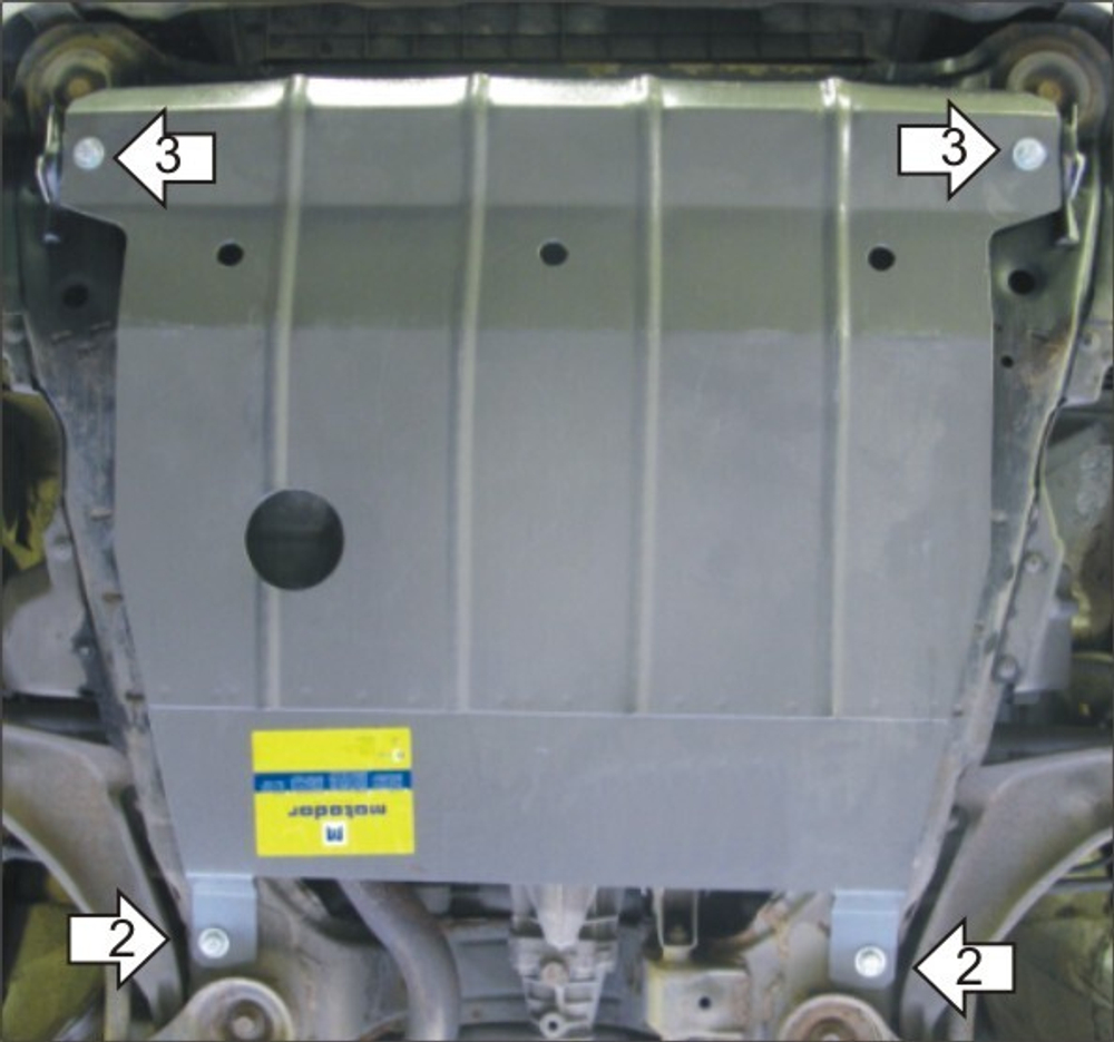 Защита картера Двигателя, КПП. 2 мм, Сталь. для Mitsubishi Grandis 2003-2011 MOTODOR.01316
