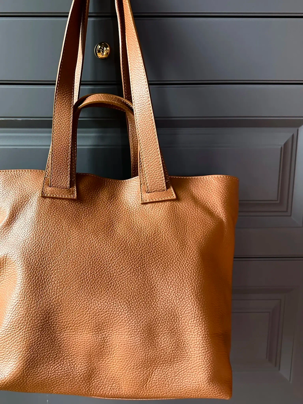 Женская сумка-шоппер из натуральной кожи цвета whisky