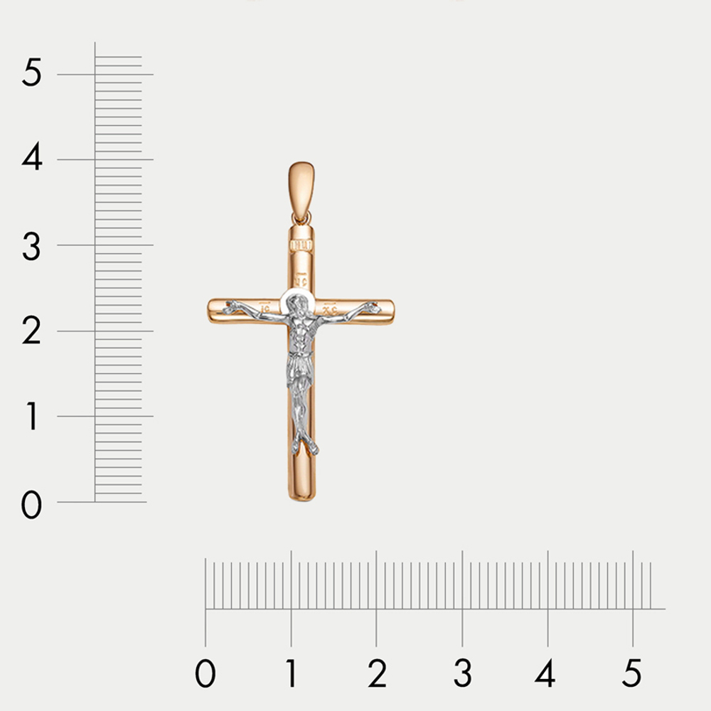 Крест женский православный из комбинированного золота 585 пробы без вставок (арт. 080657)