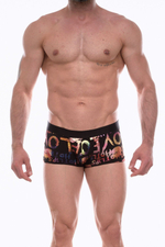 Черные трусы-боксеры с разноцветным блестящим принтом (Размер: S) (Цвет: черный)