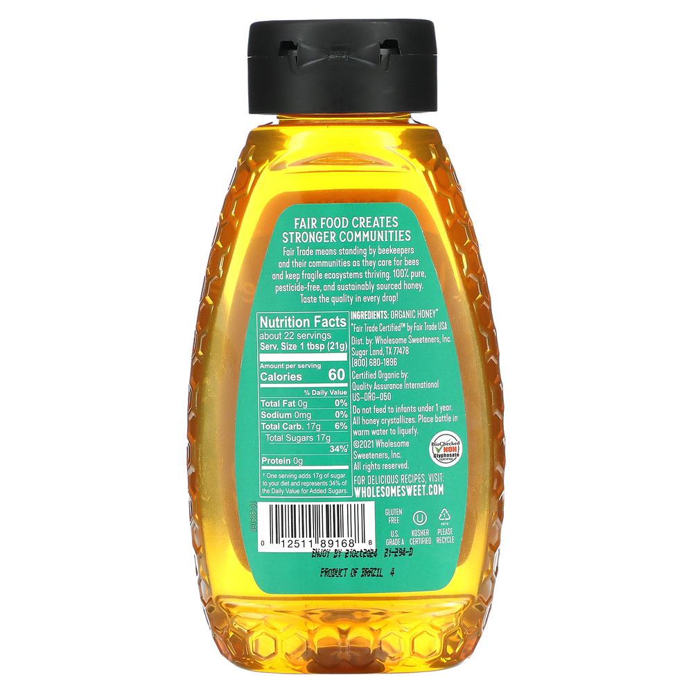 Wholesome Sweeteners, Органический, сырой нефильтрованный белый мед, 454 г