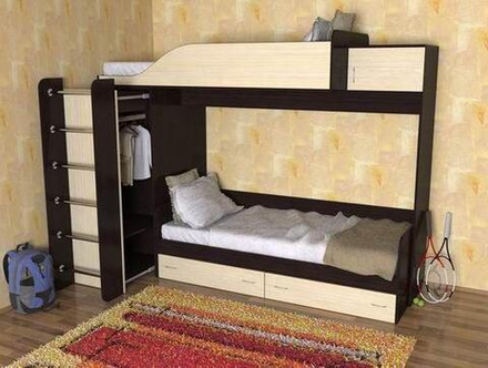 Двухъярусная кровать КарИВи Дуэт-3 Венге  Дуб Молочный