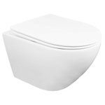 Сет: Инсталляция LORANTO prestige + Унитаз подвесной Azario Fatto безободковый, система смыва "Торнадо", c быстросъемным сиденьем микролифт + Кнопка к инсталляции Loranto Prestige Line, хром матовый (4551+AZ-1049WS+7521)