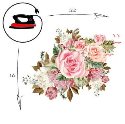 Термотрансфер "Цветы розы", наклейка на одежду, 22х16