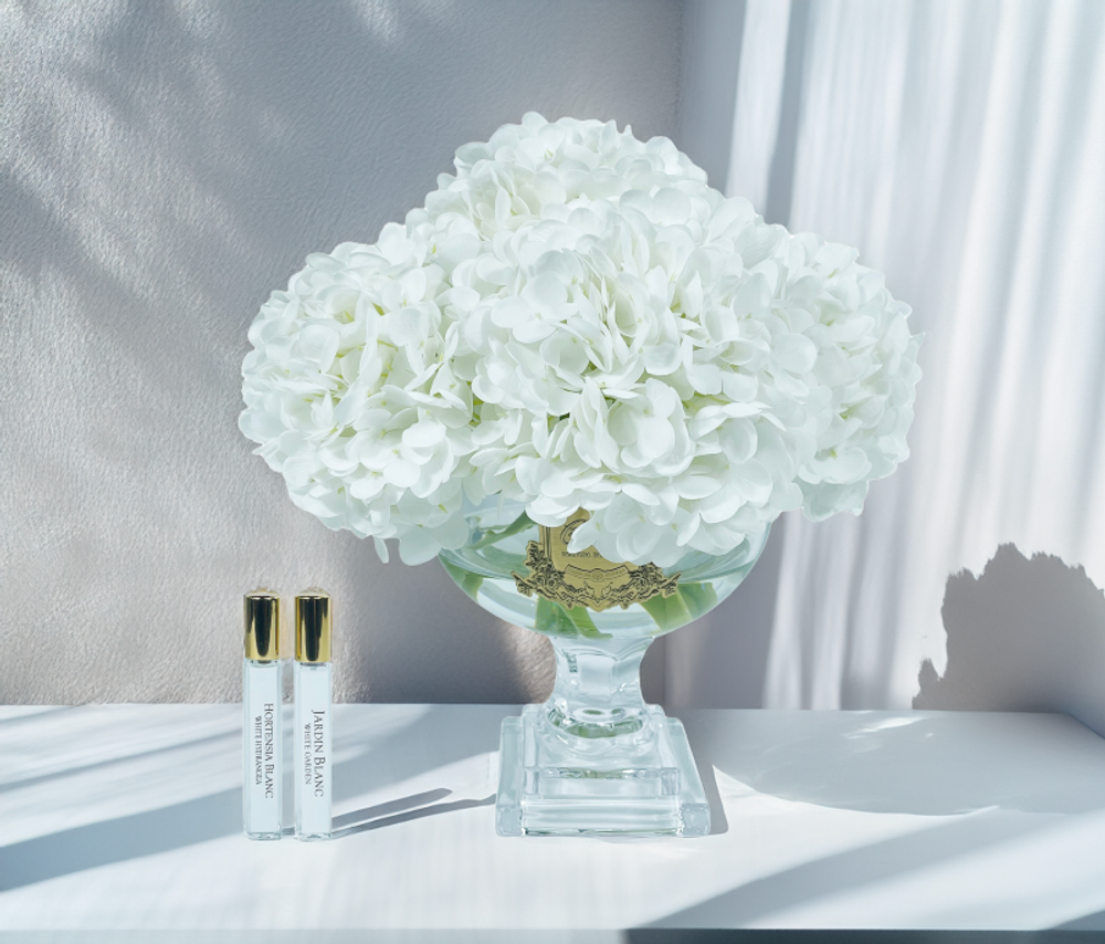 Букет гортензий ароматизированный и 2 спрея по 10мл Cote Noire Provence Hydrangea white белый с золотым декором phb21l