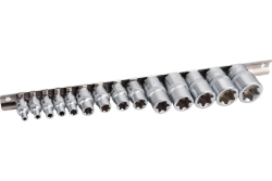 Набор торцевых головок RF-4158: 1/2"&1/4"&3/8"DR звездочка E4-24 14пр ROCKFORCE