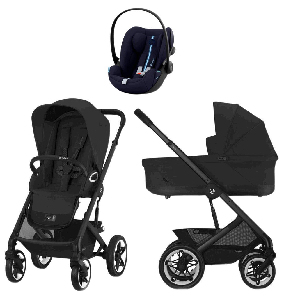 Коляска Cybex Talos S Lux BLK complete Cloud G Ocean Blue Plus 3 в 1 Moon Black с дождевиками