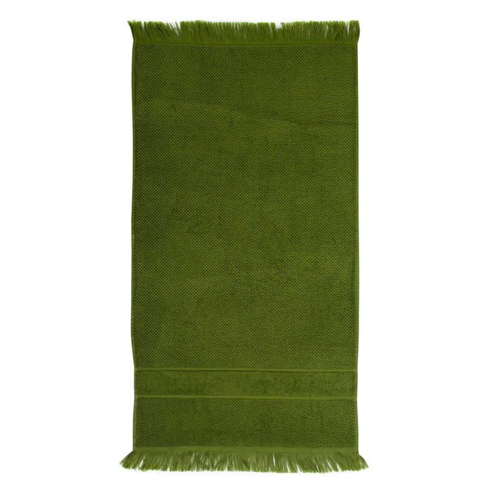 Полотенце банное с бахромой оливково-зеленого цвета Essential 70х140 см