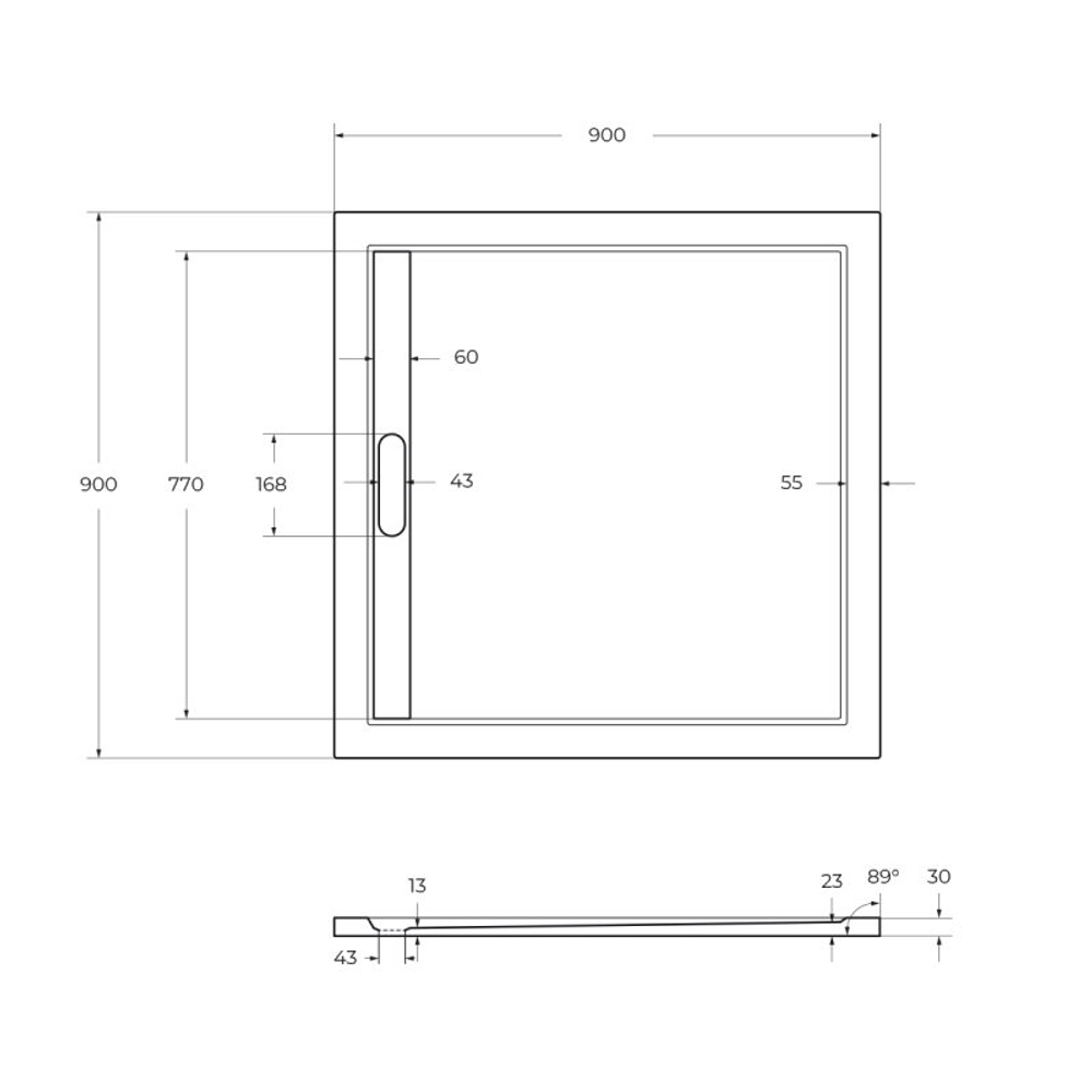 Поддон из искусственного мрамора 90х90 Cezares TRAY-AS-A-90-30-W без сифона