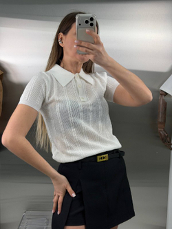 Футболка-поло женская арт. 0201 цвет "молочный"