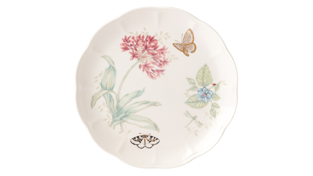 Тарелка обеденная 28см Lenox Бабочки на лугу Голубая бабочка золото