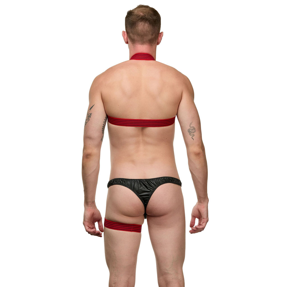 Мужской черно-красный костюм «Танцор» (Размер: S-M) (Цвет: черный с красным)