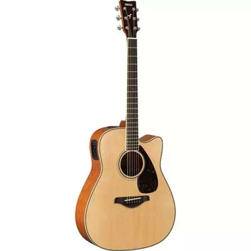 Yamaha FGX820C NATURAL Электроакустическая гитара. Верхняя дека из массива Ели. Нижняя дека и обечайки из Палисандра. Тип корпуса: Dreadnought с вырезом.