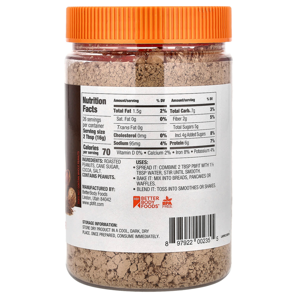 PBfit, порошок из обжаренной арахисовой пасты с какао, 425 г (15 унций)