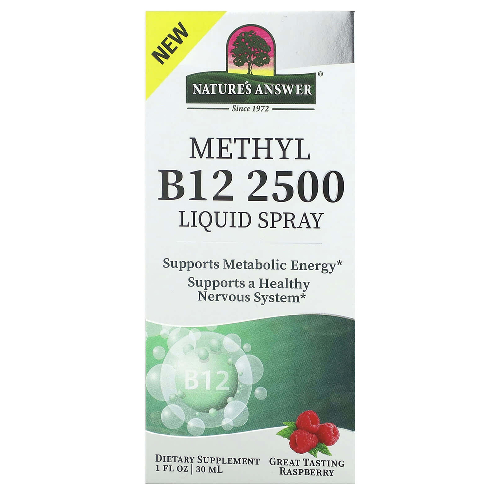 Nature's Answer, Methyl B12 2500, жидкий спрей, малина, 2500 мкг, 30 мл (1 жидк. Унция)