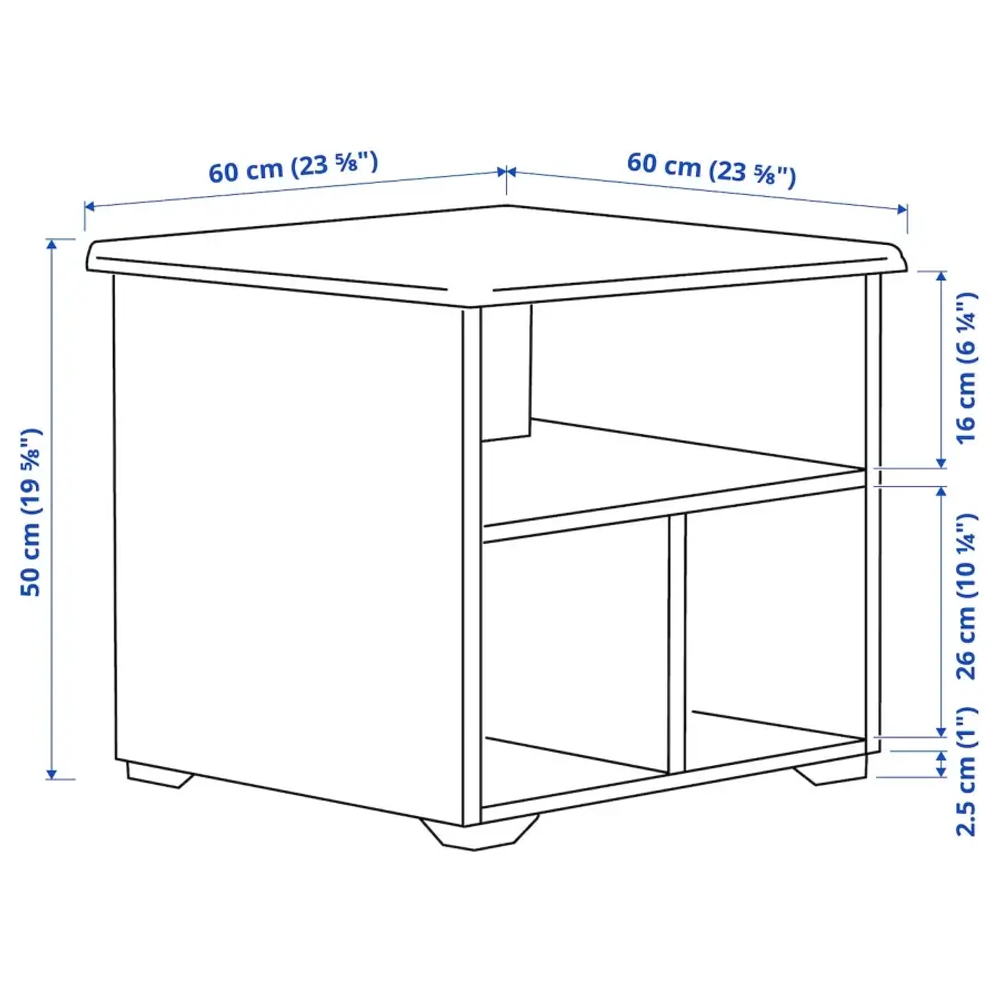 Журнальный стол - IKEA ИКЕА SKRUVBY, 60х60х50см, белый/светло-коричневый