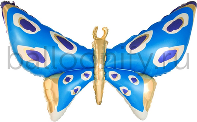 Шар 3D (45''/114 см) Фигура, Бабочка, Карнавальные крылья, Голубой, 1 шт.