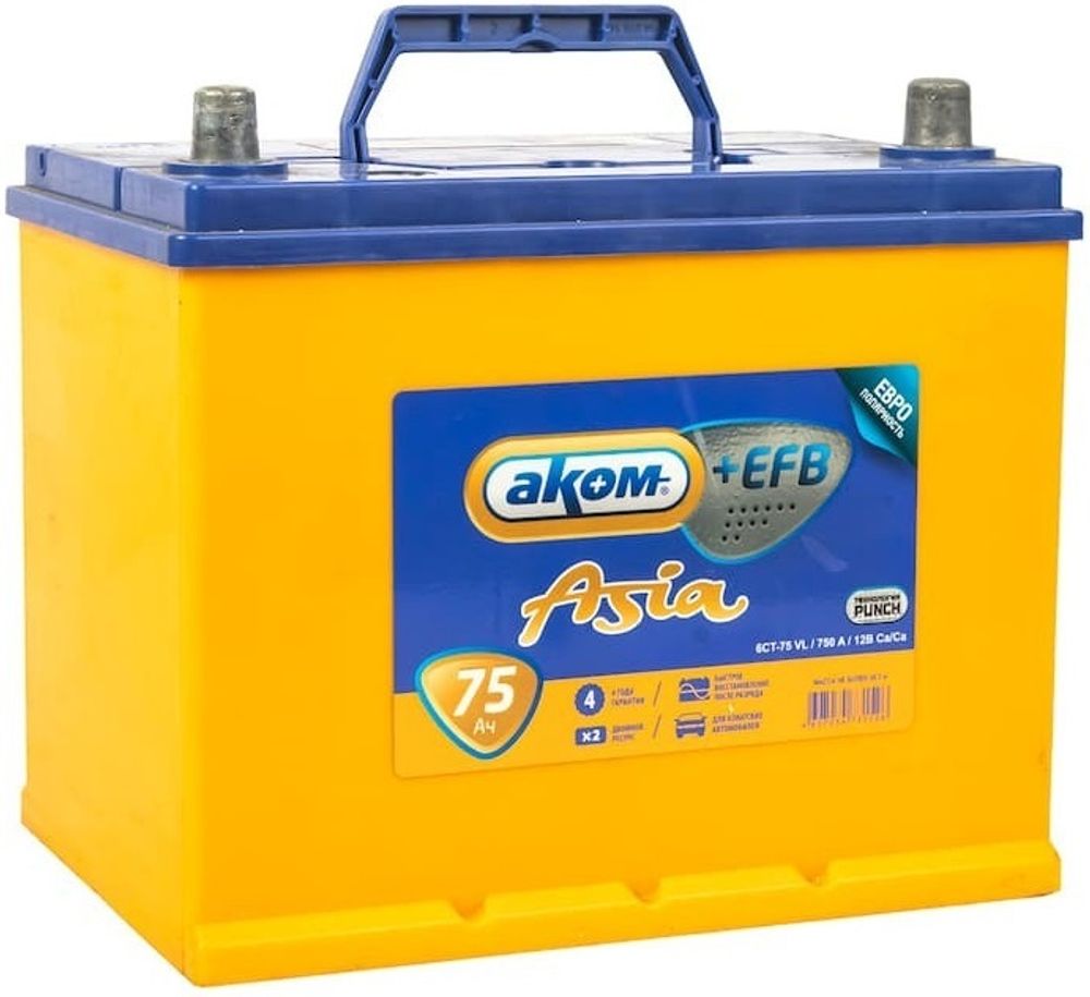 AKOM Asia EFB 6CT- 75 аккумулятор