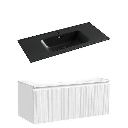 Тумба с раковиной Sancos CODE CD100W/CN7003MB 100 белая