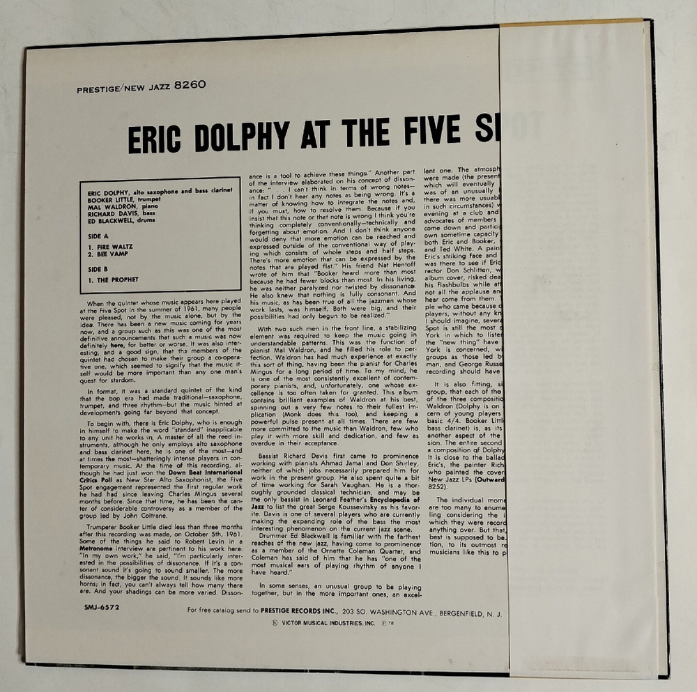Винтажная виниловая пластинка LP Eric Dolphy At The Five Spot, Volume I. (Japan 1978) (Obi)