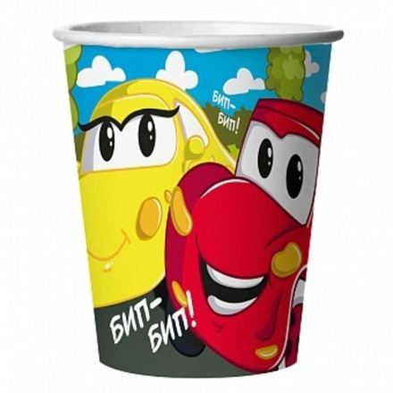 Стаканы (250 мл) Веселые машинки 6 шт.