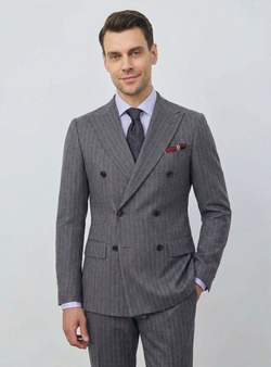 Мужской костюм двубортный (серый) А76