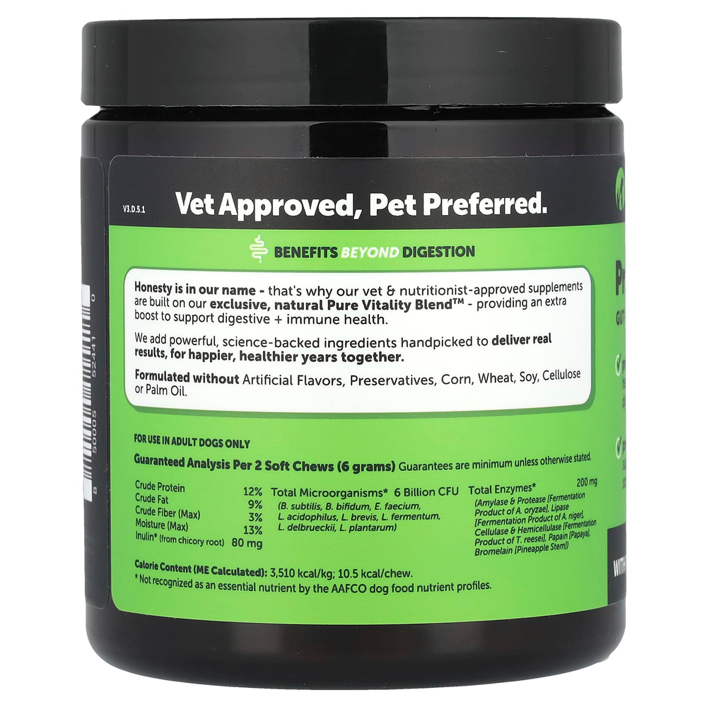 Pet Honesty, Пробиотики, для взрослых собак, тыква, 90 жевательных таблеток, 270 г (9,5 унции)