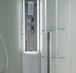 Душевая кабина AvaCan (АваКан) EM3912RLEDT со средним поддоном, с ГМ, с электрикой и LED освещением, 120х90х220