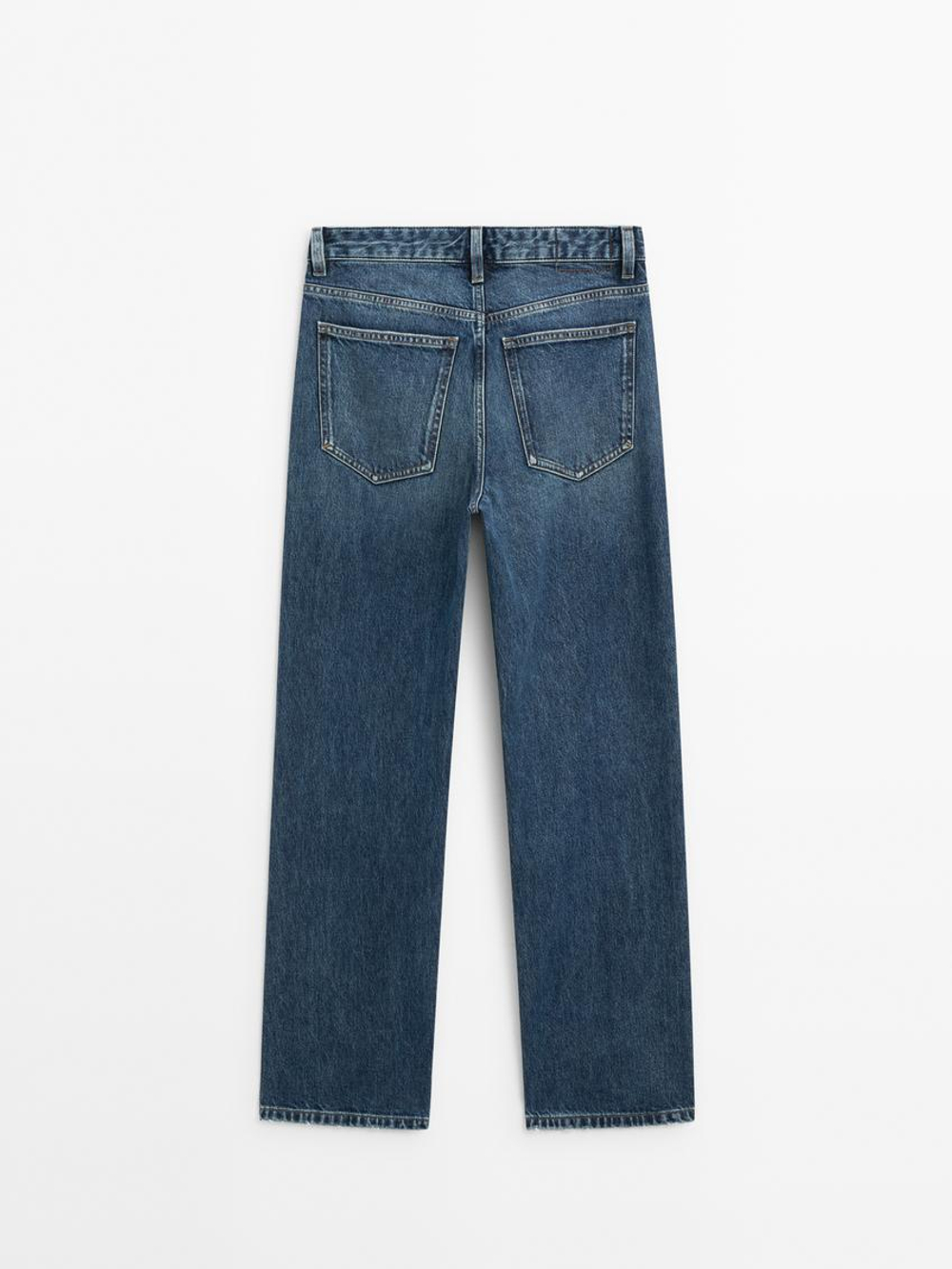 Massimo Dutti Широкие джинсы полной длины со средней посадкой, средний синий