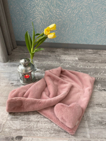 8203 MD Невероятно мягкий плед PREMIUM пыльно-розовый, мягкий МЕХ "Furry Heart Blanket" 50х70 см в лежанку/ сумку/ в переноску/ в дорогу