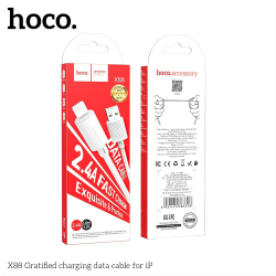Кабель iPhone Lightning  HOCO X88 Gratified, 1м, круглый, 2.4A белый