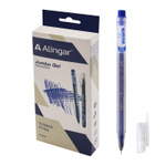 Ручка гелевая Alingar, "Jumbo GeL", 0,5 мм, синяя, игольчатый наконечник, трехгранный, прозрачный, пластиковый корпус, карт. уп.