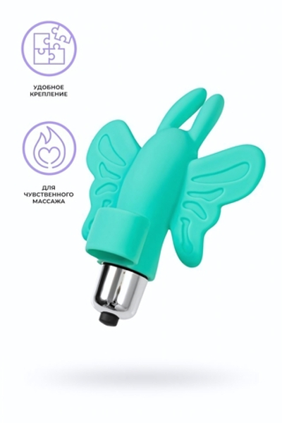 Вибронасадка-бабочка на палец Eromantica мятная 10 см