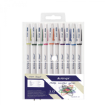 Набор гелевых ручек Alingar, 10 цветов, 0,55мм, резиновый грип, белый, круглый пластиковый корпус, ПВХ чехол, европодвес