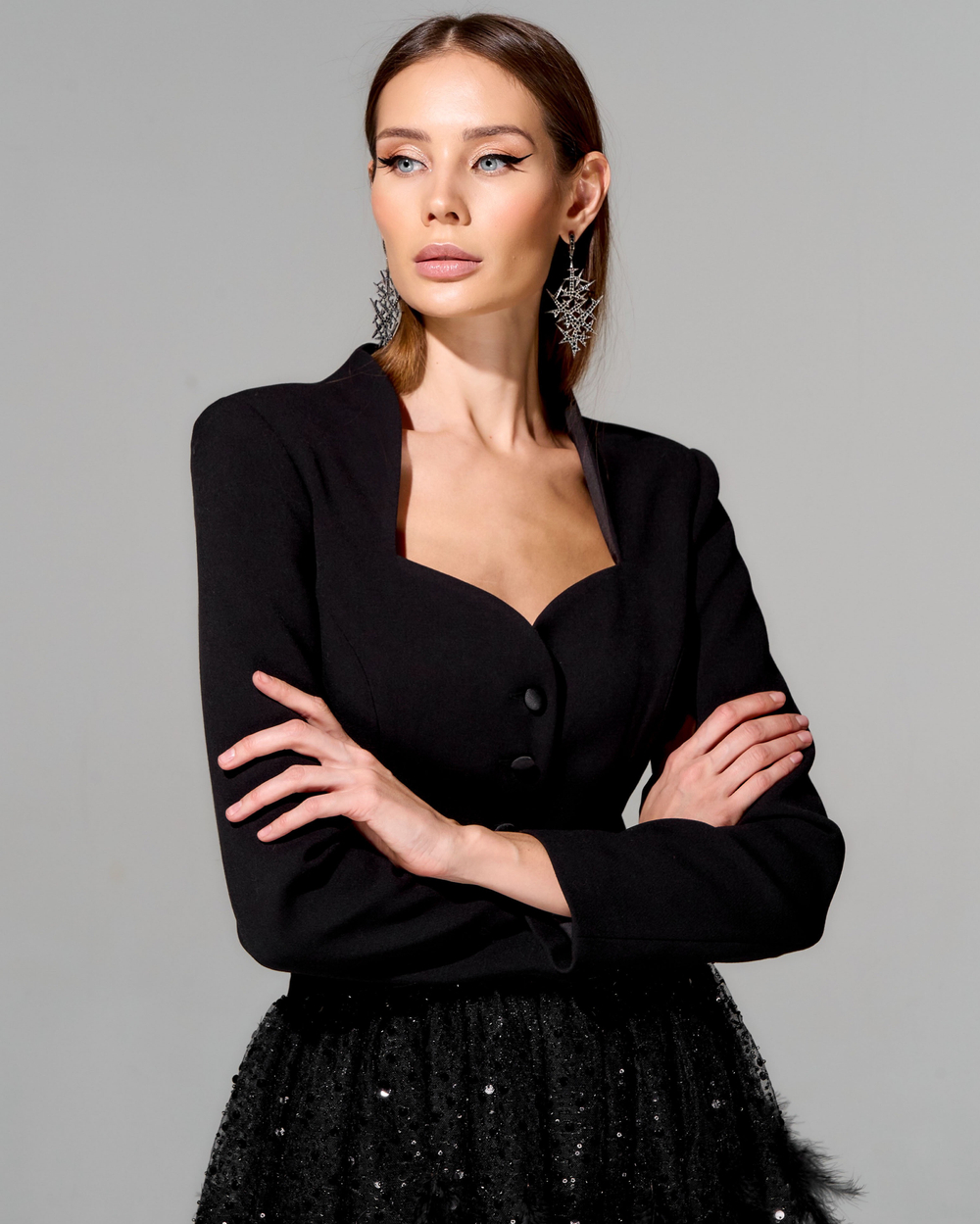 Укороченный жакет из итальянского крепа