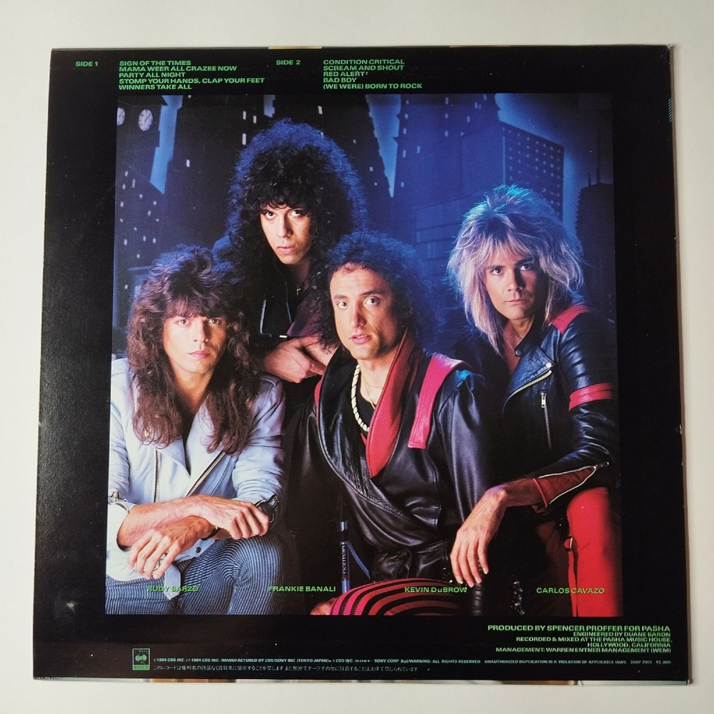 Винтажная виниловая пластинка LP Quiet Riot Condition Critical (Japan 1984) (No Obi) Winners Take All