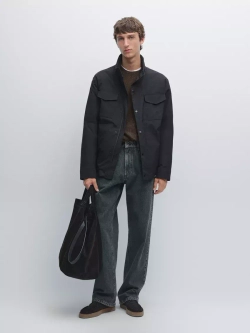 Massimo Dutti Непромокаемая стеганая куртка, темно-синий